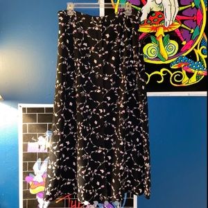 Vintage Long Navy/Purple Floral Skirt